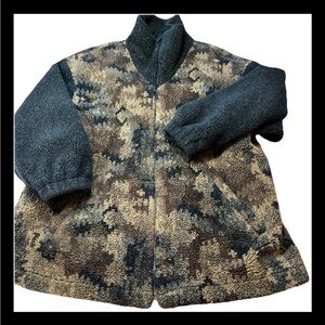 Forecaster brown black tan CAMO FLEECE long warm jacket MEN’s MED zip up WINTER